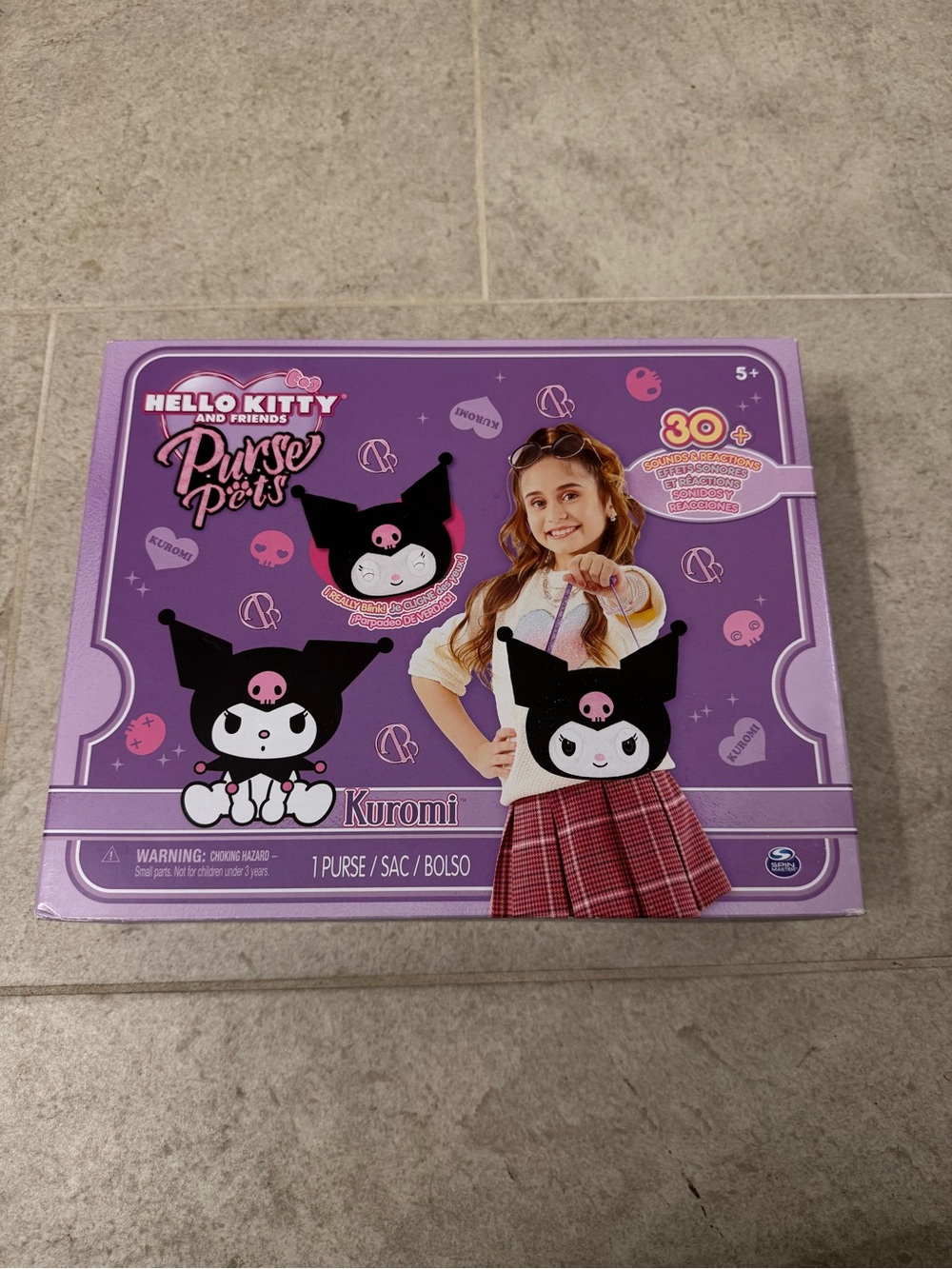 New Hello Kitty Kuromi Purple Plush Kids Purse Pet Eyes Move + Sounds